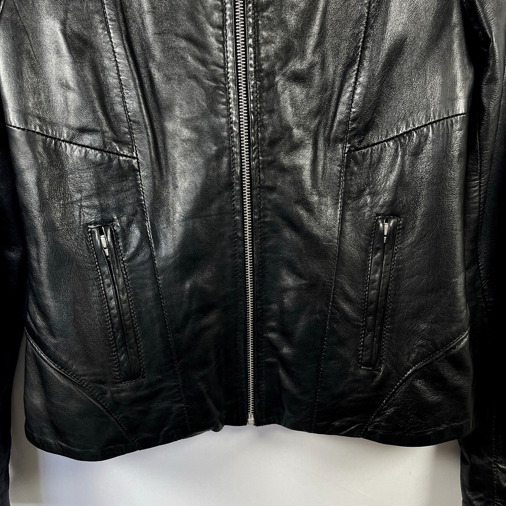 Lamarque Collection Womens Ariel 100% Leather Jacket S‎ Black Moto Biker Fitted - Picture 4 of 16